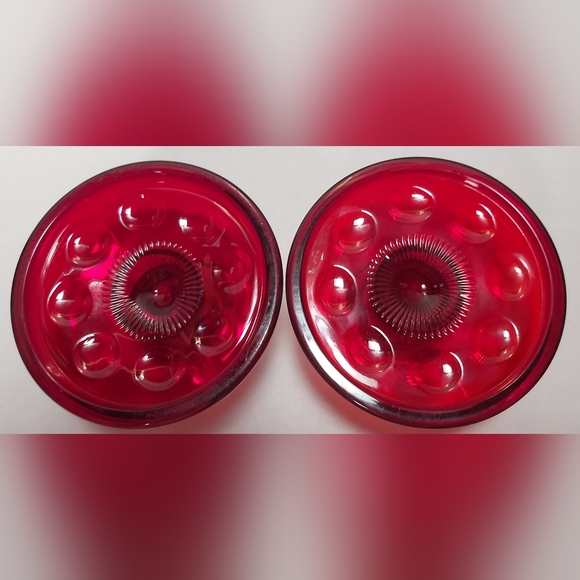 Pair vintage Imperial ruby red candle holders - Picture 3 of 9